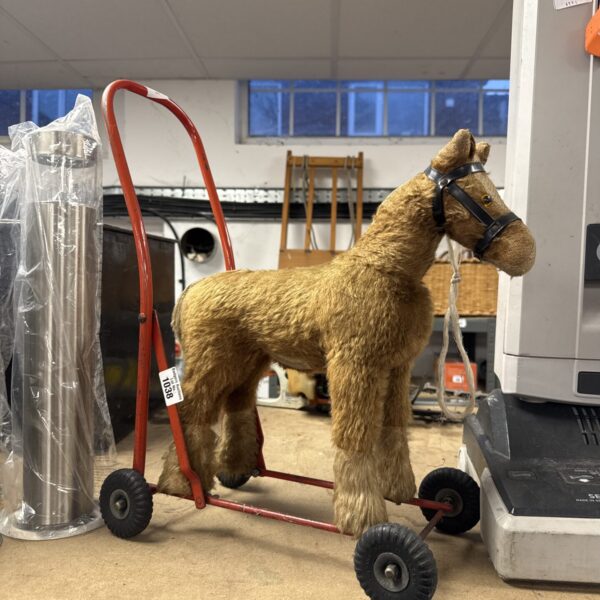 Vintage Triang ride-on horse in full view.