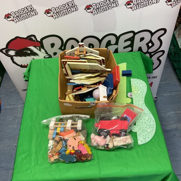 Colourful wooden animal block set for children's play.