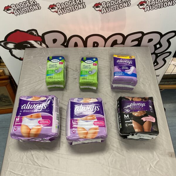 Mixed lot of Always and Tena womens absorbent pads and pants.