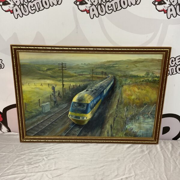 Signed oil painting of an Intercity train by B J Collins.