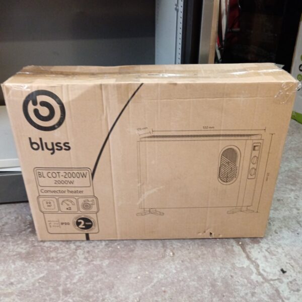 Blyss 2000w convector heater presented for auction.