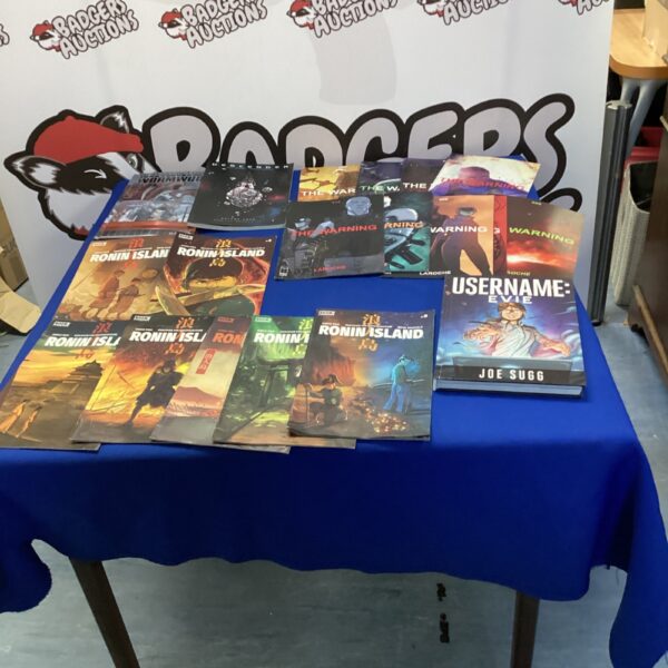 Collection of vintage comic books including The Warning and Ronin Island.