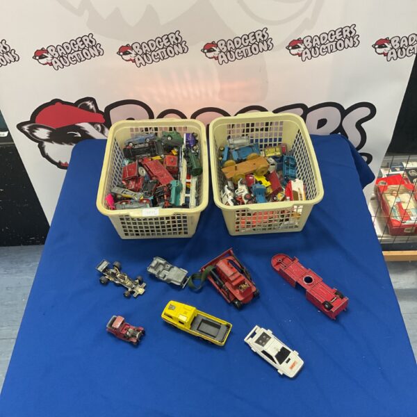 Large lot of vintage diecast model cars including Corgi and Dinky Toys.