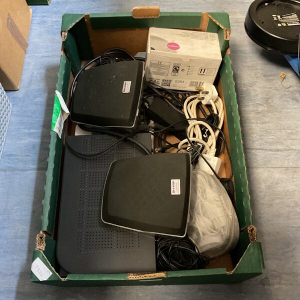 Mixed lot of electricals including TalkTalk and YourView boxes.