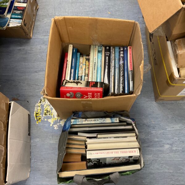 Large box & bag of mostly military related books