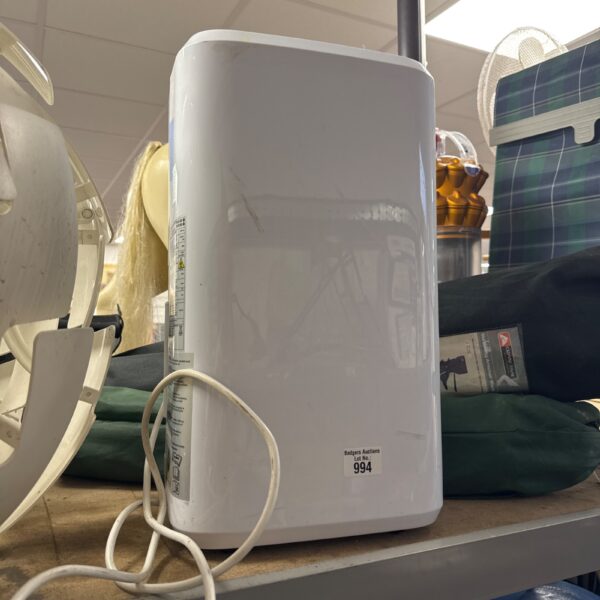 White Kingfisher dehumidifier for moisture removal in homes.