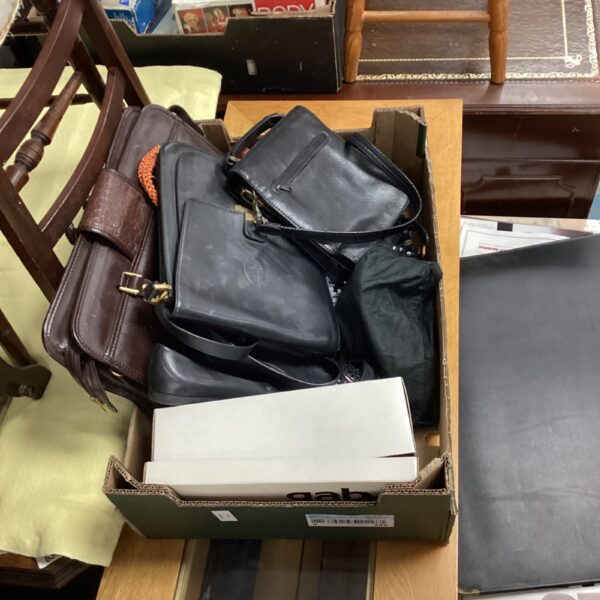 Mixed lot of ladies handbags and shoes for sale.