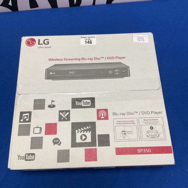 Front view of new LG wireless streaming Blu-ray player.