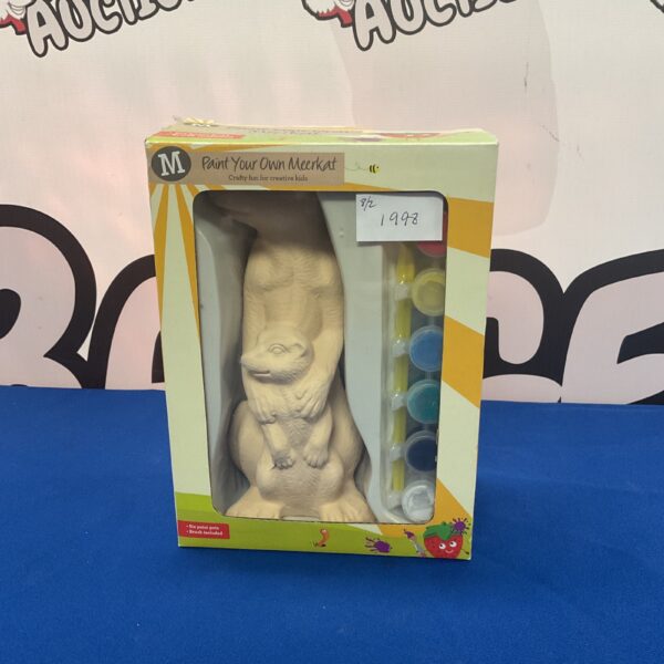 Unpainted ceramic meerkat craft kit for kids.