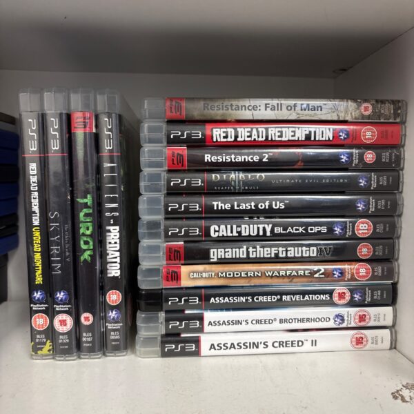 PlayStation 3 games lot featuring various titles.