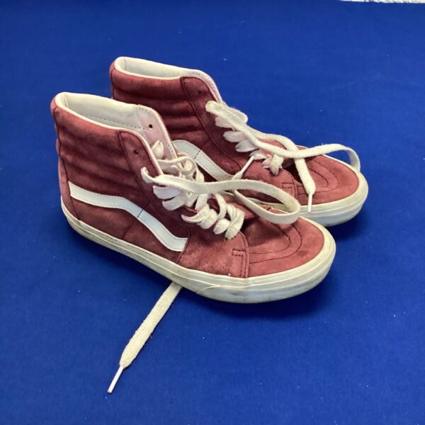 Red Vans trainers size 4, vintage skate shoes.