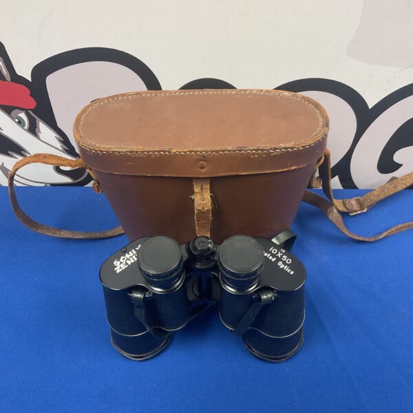 Vintage Sonix Zenith 10x50 binoculars in a leather case.