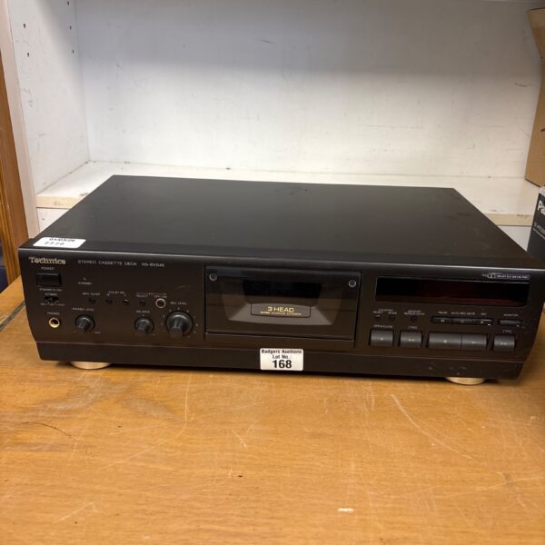 Vintage Technics RS-BX646 stereo cassette deck, black finish.