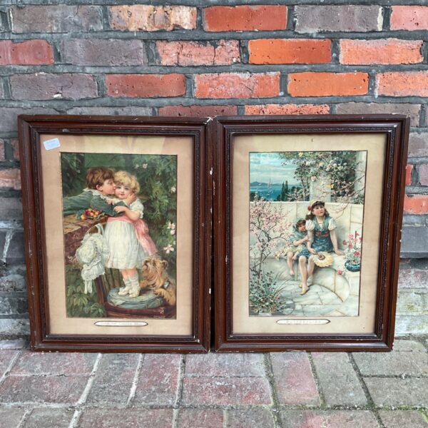 Vintage framed print titled "Butterflies", antique wall art.