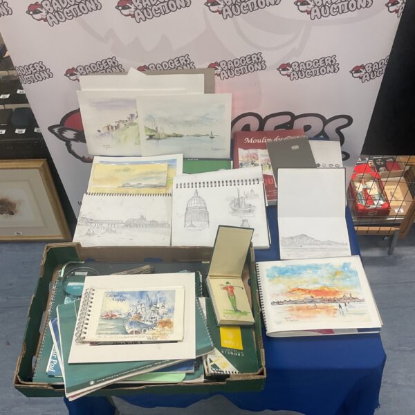 Mixed lot of watercolour pads and original paintings for artists.