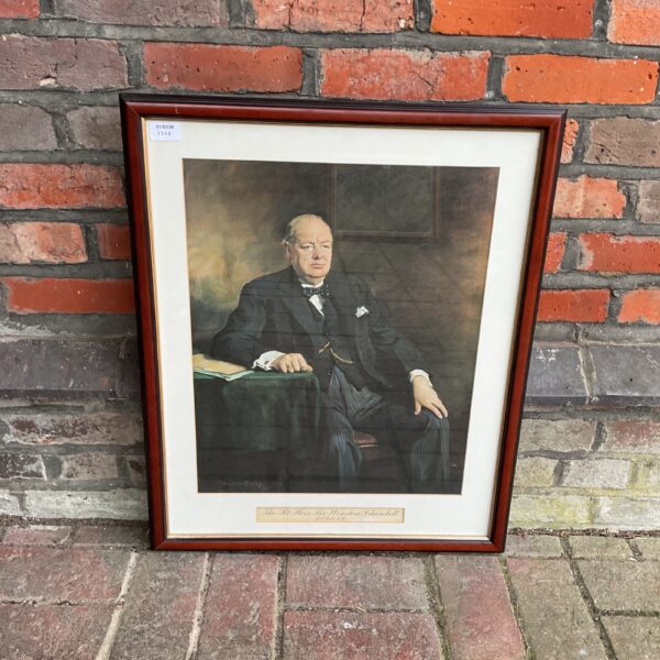 Framed vintage print of Winston Churchill by Sir Oswald Birley.