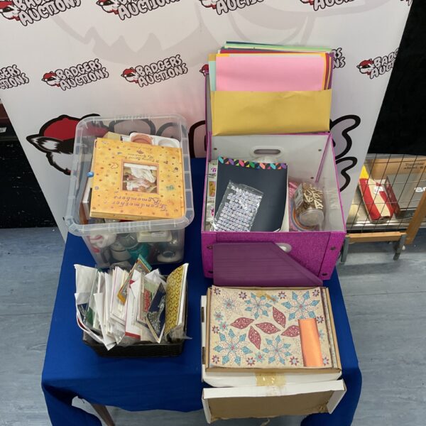 Mixed lot of craft supplies for various art projects.