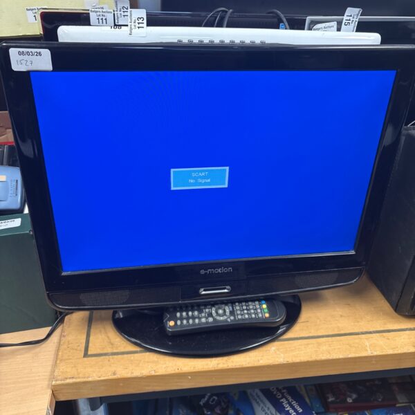 E-Motion 19 inch LCD television, vintage small screen TV.