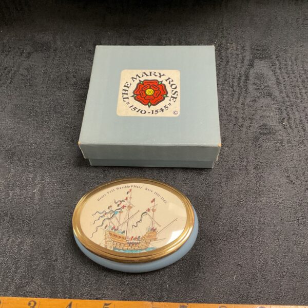 Detailed Framecraft Mary Rose trinket pot, commemorating the historic warship.