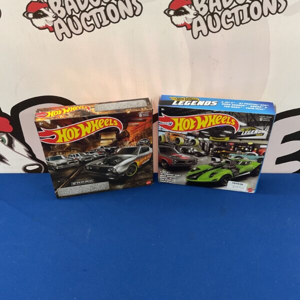 Hot Wheels Legends Tour and Zamac collection with six diecast cars.