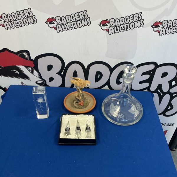 Set of Crystal bottle stoppers with ships decanters