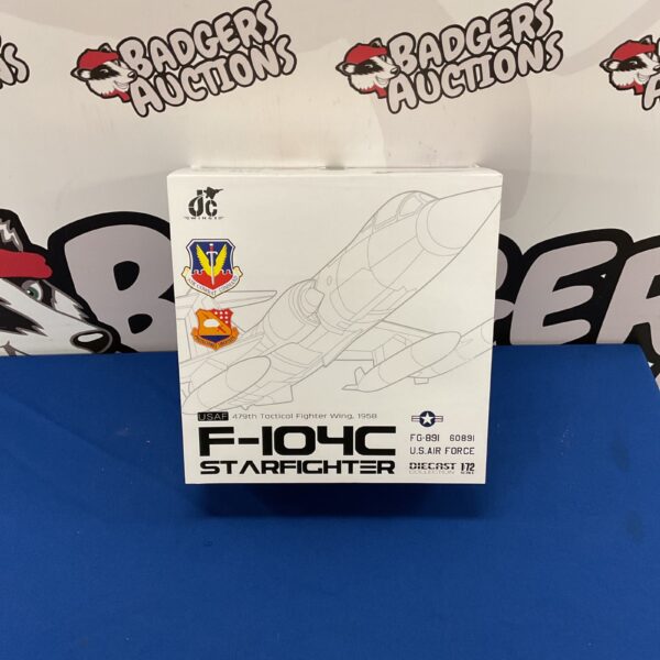 Detailed JC Wings F-104C Starfighter diecast model for collectors.