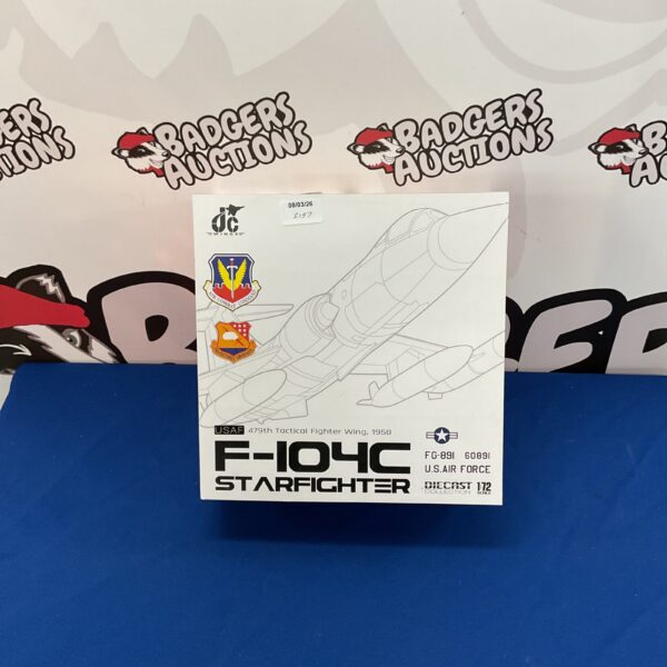 Detailed JC Wings F-104C Starfighter diecast model, side view.