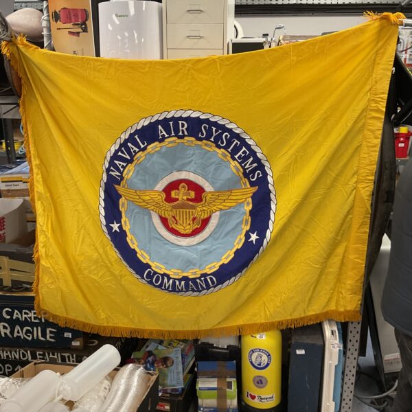 Detailed embroidered Naval Air Systems Command flag, double sided.