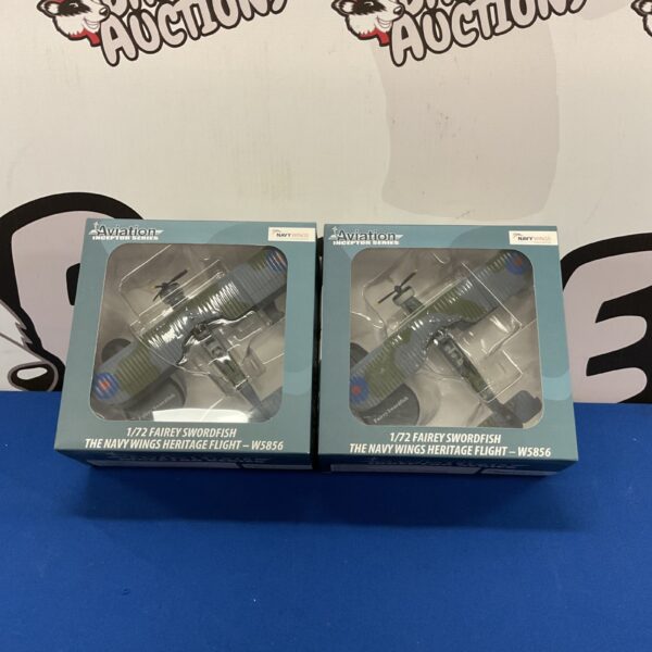 Navy Wings Fairey Swordfish W5856 diecast model, aviation collectible.