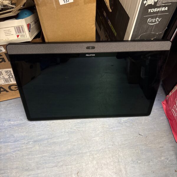 Peloton Bike+ touchscreen monitor for home fitness workouts.