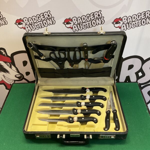 Vintage Royal knife set in a hard-shell carrying case.