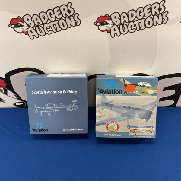 Scottish Aviation Bulldog diecast model airplane in original packaging.