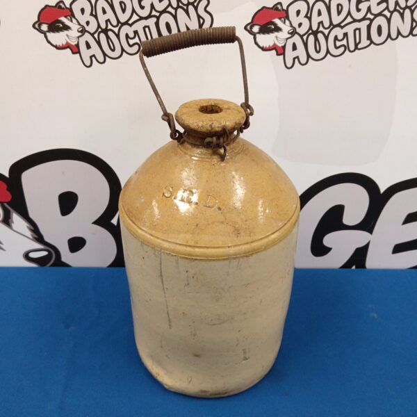 Antique Skey Tamworth S R D salt glazed stoneware flagon.