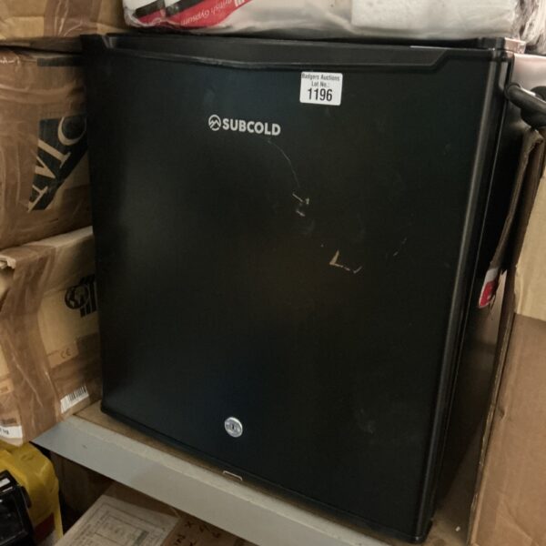 Front view of a stainless steel Sub beer fridge.