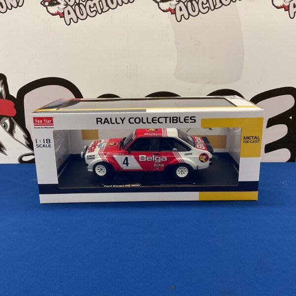 Sun Star Ford Escort RS 1800 diecast model car, rally collectible.