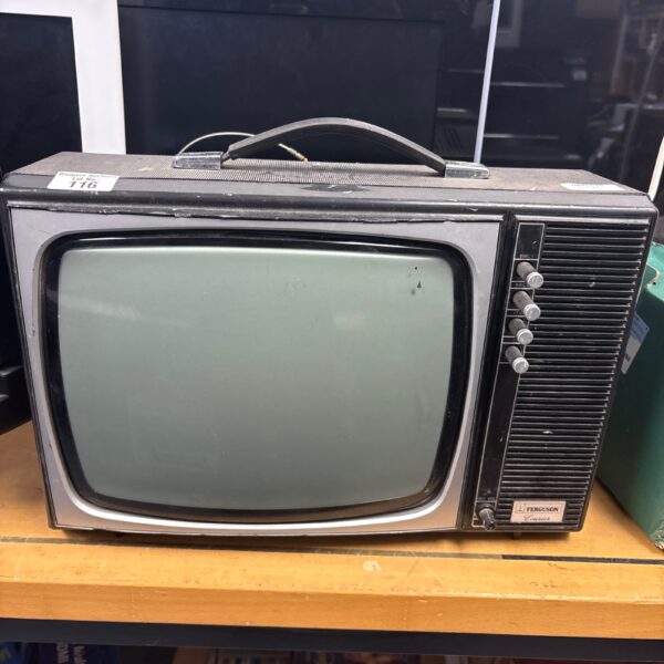Vintage Ferguson Courier portable black and white television for collectors.