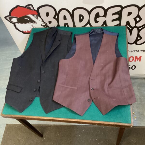 Lot of two vintage tweed waistcoats for sale.