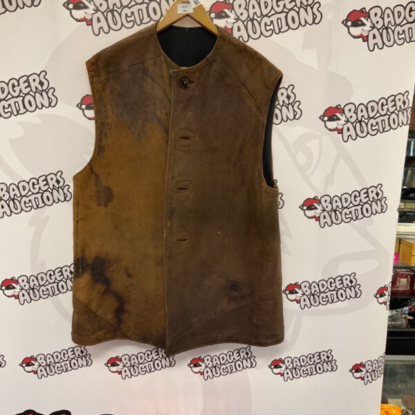 Vintage WW2 British leather jerkin, front view.